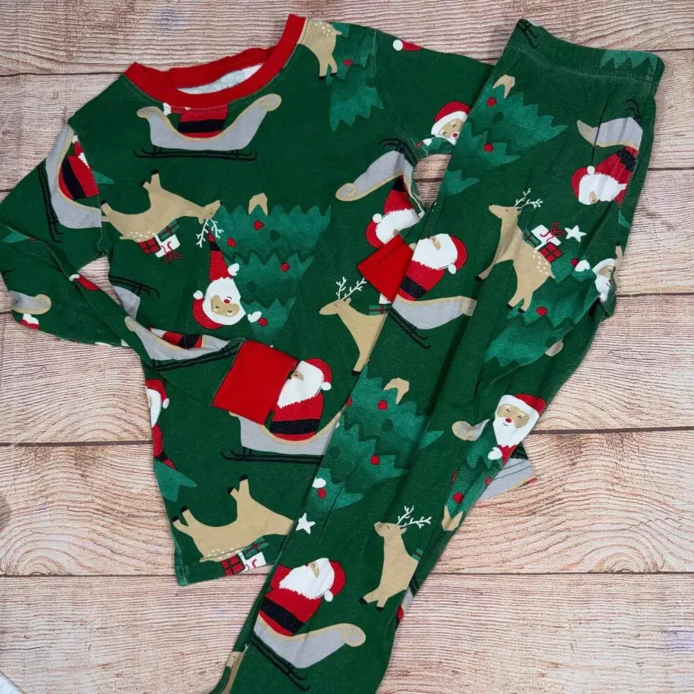 Carters Size 8 Holiday Pajama Sets - Red Plaid and Christmas Print